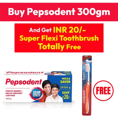 Pepsodent 300gm + Super Flexi Toothbrush Free