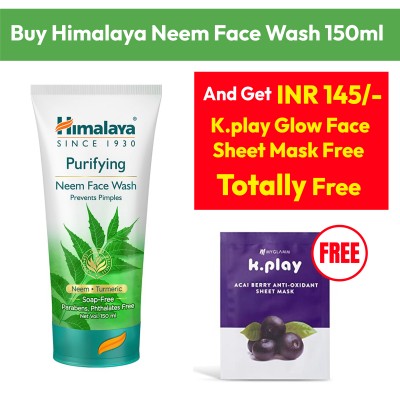 Himalaya Neem Face Wash 150ml + K.Play Glow Face Sheet Mask Free