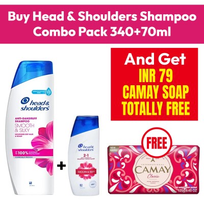 Head & shoulders shampoo combo pack 340+70ml + Camay Soap 125gm Free