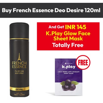 French Essence Deo Desire 120ml + K.Play Glow Face Sheet Mask Free