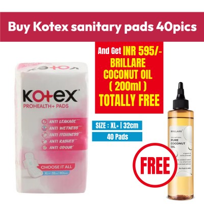 Kotex sanitary pads 40pics 32cm + Brillare Coconut Oil Free 100ml